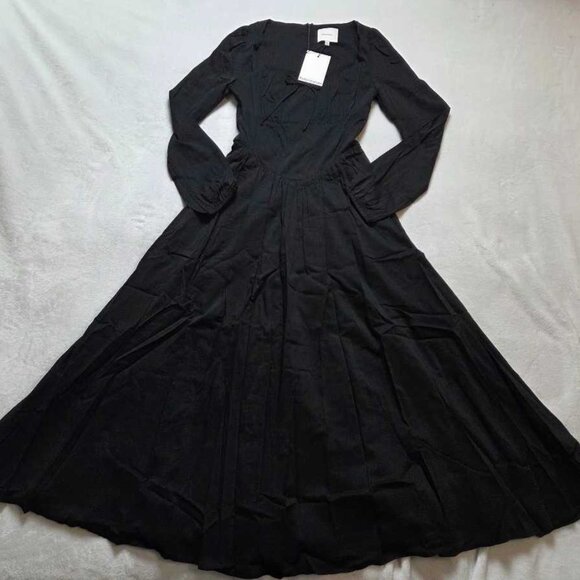 New 0 Reformation (from Anthropologie) Oria Midi Dress in black *Runs small - Picture 3 of 10